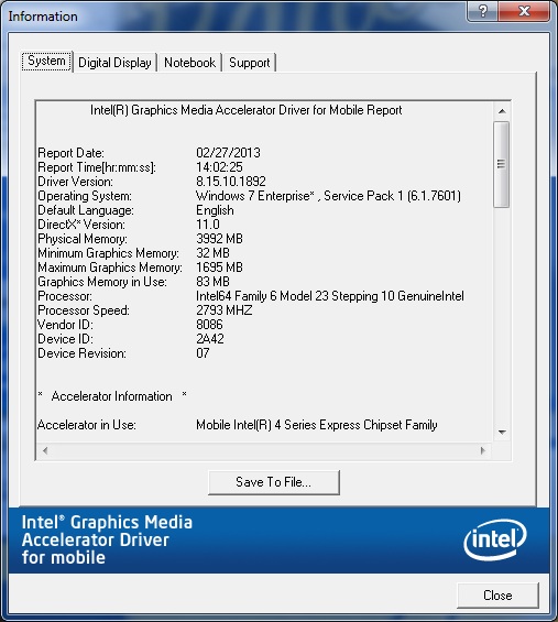 intel e8400 graphics driver